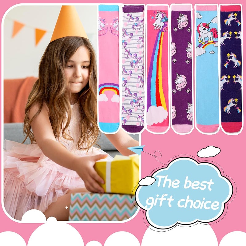 ANTSANG Kids Girls Knee High Socks Long Boot Crazy Silly Fun Gift Cute Tall Animal Socks for Child 6 Pairs - Image 5